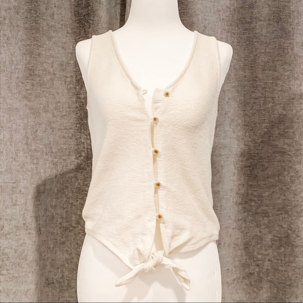 Madewell texture & thread button-front tie tank XS